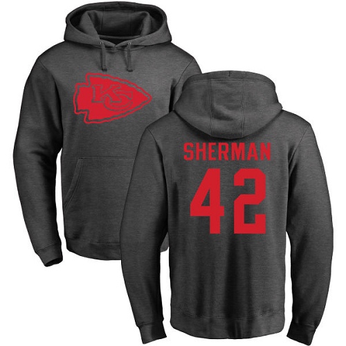 Men Kansas City Chiefs #42 Sherman Anthony Ash One Color Pullover NFL Hoodie Sweatshirts->kansas city chiefs->NFL Jersey